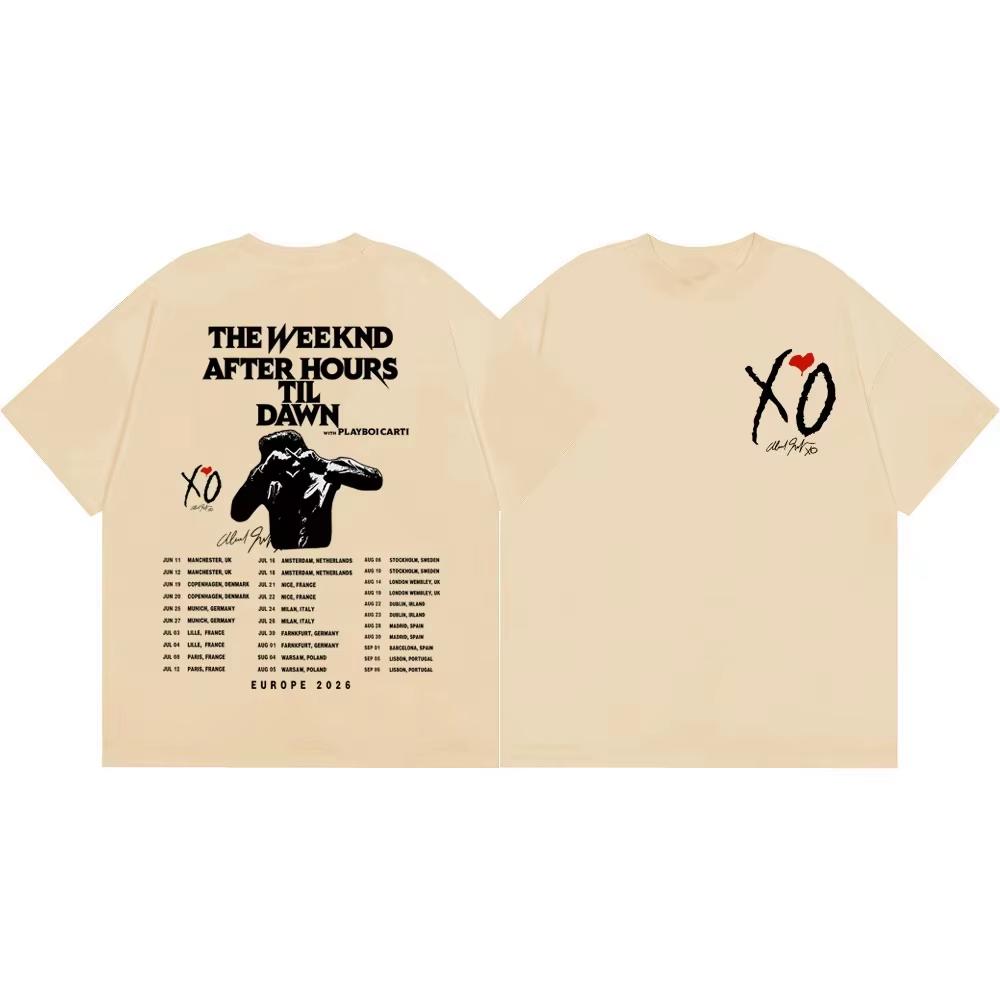 The Weeknd After Hours Til Dawn Tour 2026 Grafické tričko Hip Hop Vintage Streetwear Y2k Trička Oversize Krátký rukáv Dámské Pánské Oblečení
