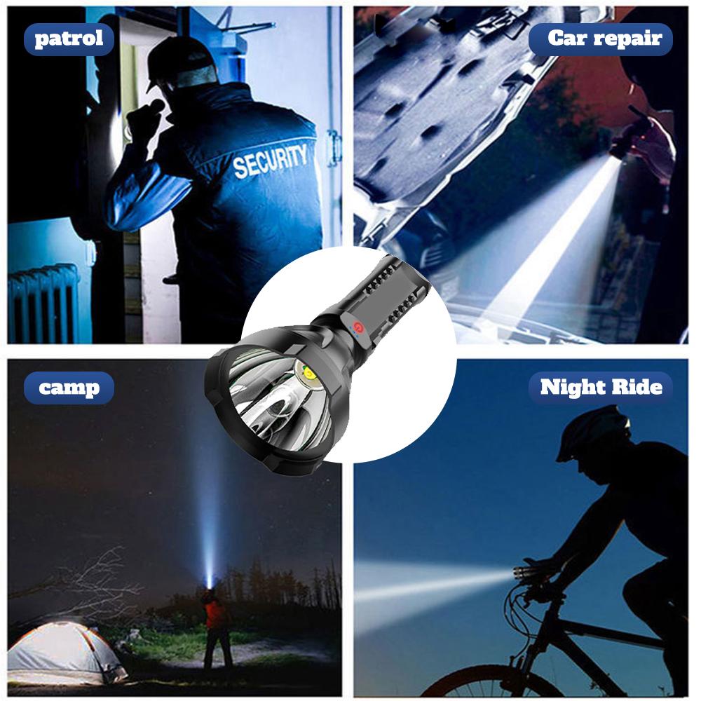 High Power Rechargeable Led Flashlight With Built-in 1200W Battery Usb Charging Life Grade Waterproofing Portable Lighting