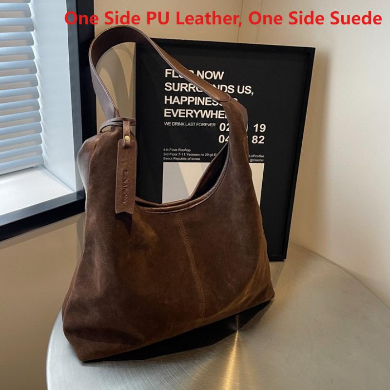 Women Suede Shoulder Bag with Zipper Hobo Bags Large Capacity Handbag Slouchy Bag Commuter Travel Bag Purses and Handbags
