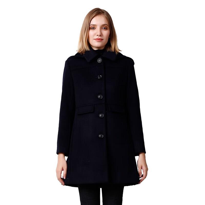 Anlom Women's Hooded Mid-Length Wool Blend Coat