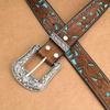 Navajo Ethnischer Ledergürtel mit Türkis-Akzenten und Blauem Futter