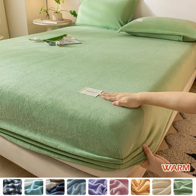 High-quality Warm and Thick Elastic Fitted Sheets Adjustable Flannel Winter Mattress Cover Velvet Bed Linens, 150/180/200 Multi Sizes