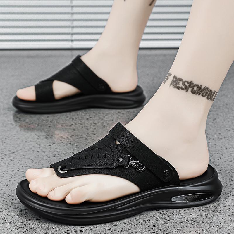 Summer Men's Sandals Anti Slip Flip Flops For Men Beach Sandals Leather Soft Soled Slippers Men Casual Outdoor Sandals Large Siz