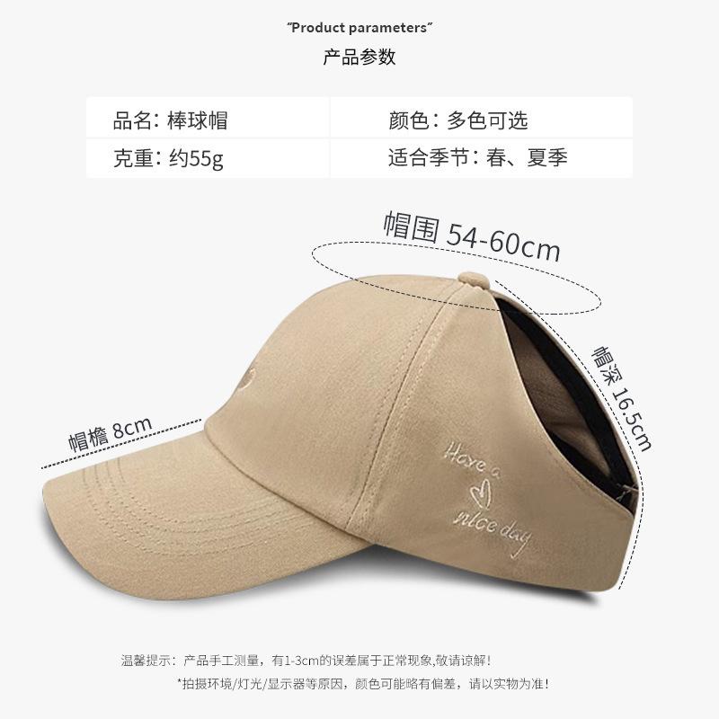 Spring Sun Protection Hat with Exposed Ponytail Baseball Cap for Women's Outdoor Cycling Sun Protection Breathable Fashionable and Versatile Hat