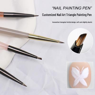 Popular Chinese Style Nail Art Brush with Translucent Acrylic Penholder for Triangle Stroke and Flower Designs