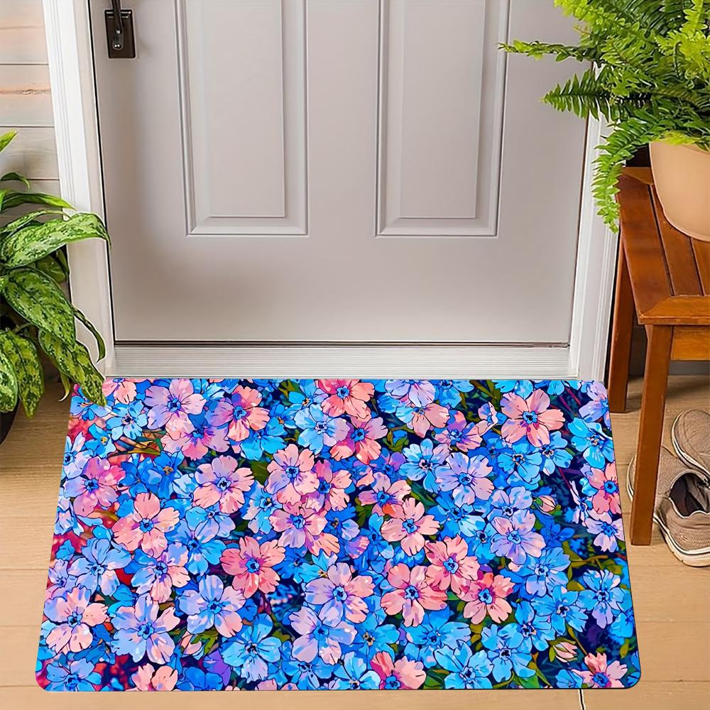 Pastelkleurig Verloop Kleine Wilde Bloemen Tapijt Overprint Kleurrijk Bloemen Antislip Wasbaar Deurmat Lente Botanisch Vloerkleed voor Huis 50X80cm