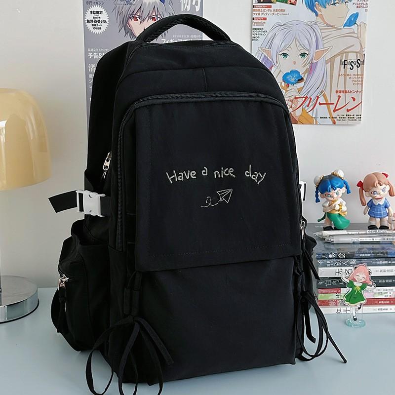 Japanese Style Light Solid Color Backpack Outdoor Travel Large-capacity Casual All-matching College Student Commuting Schoolbag