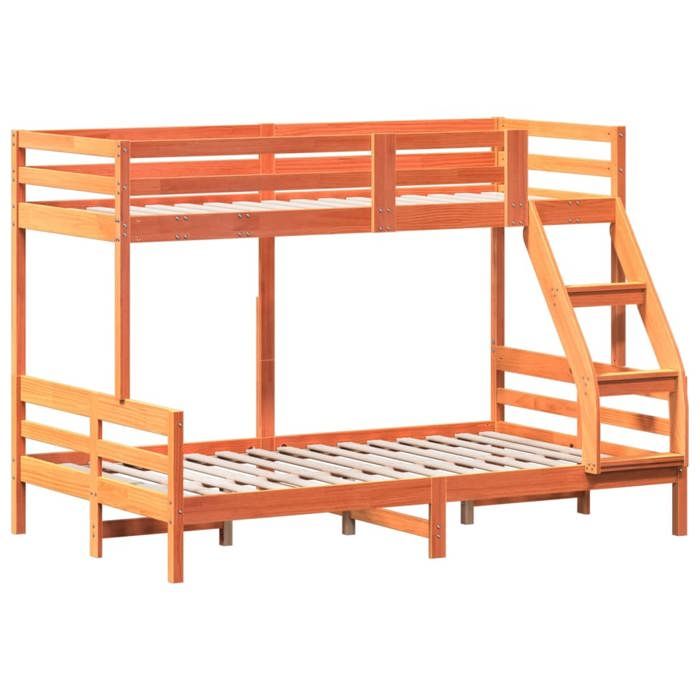 VidaXL Bunk Bed 80x200/120x200 Cm Wax Brown Solid Pine Wood, Bed, Bed Frame, Loft Bed 3207180