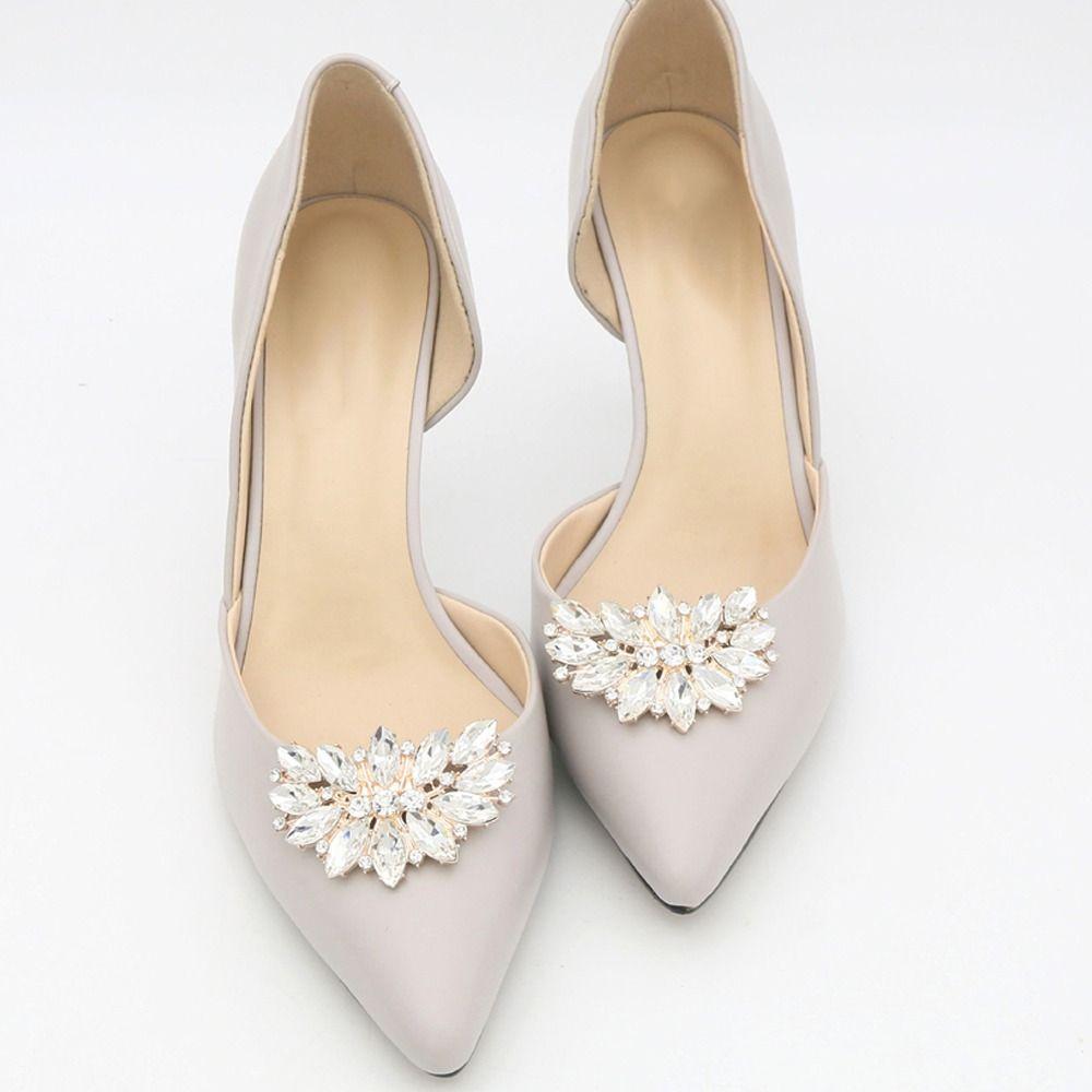 Women Lady High Heel Rhinestones Crystal Shiny Decorative Clips Charm Buckle Shoe Clips Shoes Decorations