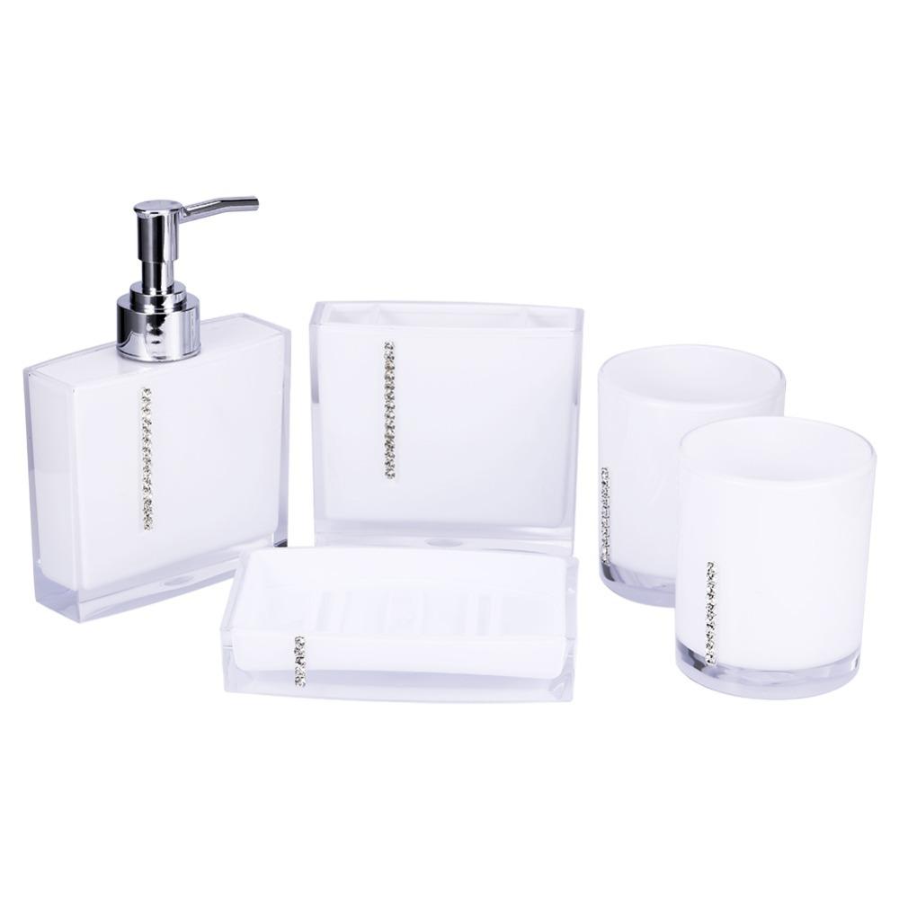 White Bathroom Accessories Set High-Gloss Bathroom Organizer Set Bathroom Decor Set Home Hotel