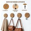 Decorative Wall Hangers, Set of 2 with Round Textured Faces, Solid Wood Bases and Black Metal Arms for Towels, Robes, Bags, Hats and Keys