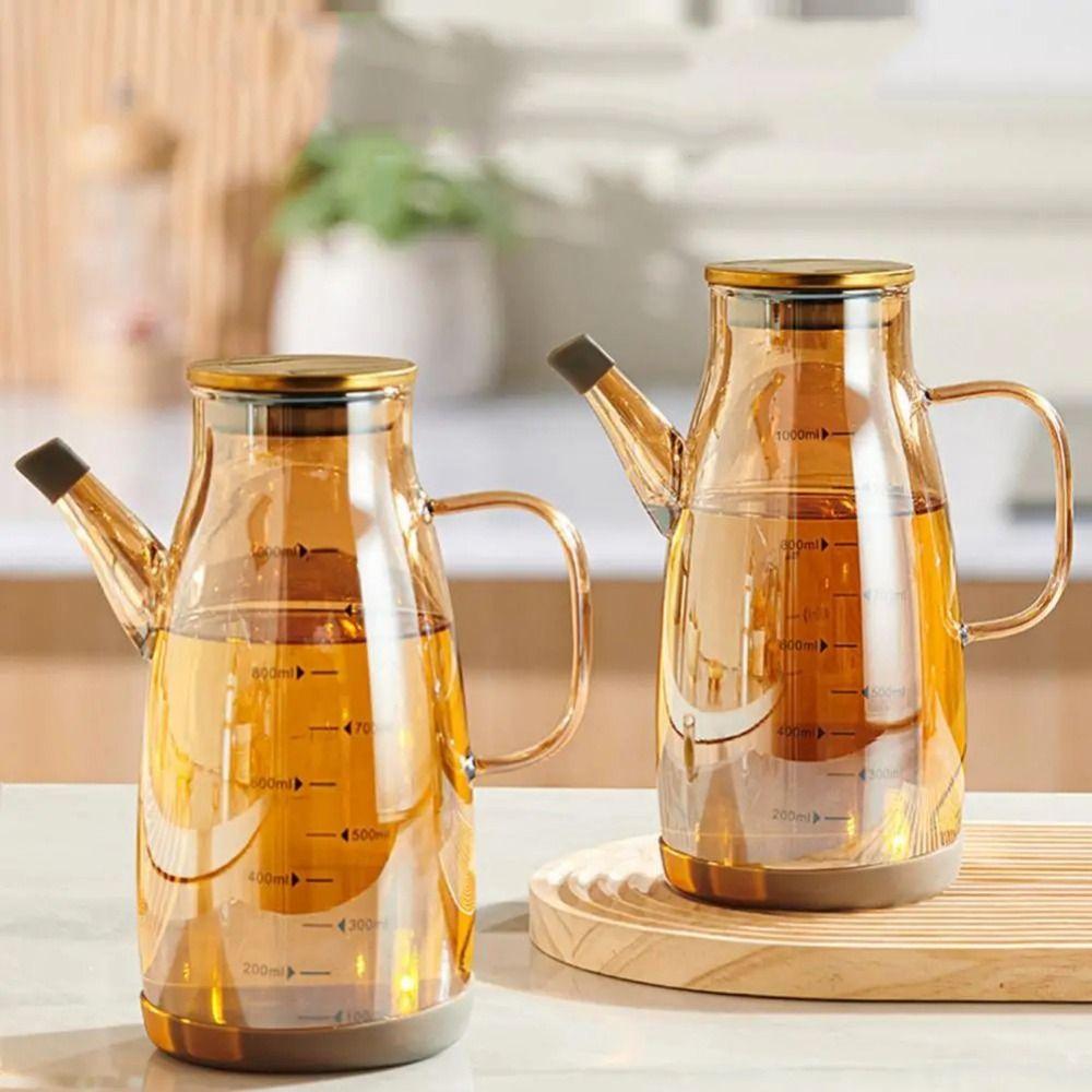 Rubber Base Cooking Oil Bottle Leakproof Soy Sauce Pot Glass Oil Cruet Container  Kitchen