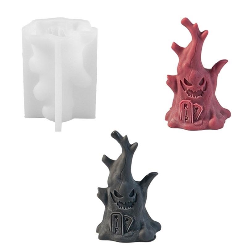 Creative Halloween Silicone Candle Mold Halloween Themed Silicone Candle Mold for DIY Scented Specter Stump Shape Candle