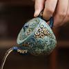 110ML Gray-blue Flint Red Sprinkled Gold Relief Teapot Ceramic Tea Making Utensils Small Teapot for One Person Office Decoration