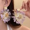 Multi-color Dangle Earrings Round Shape Drop Earrings Sweet Jewelry Raffia Earrings Beach Holiday