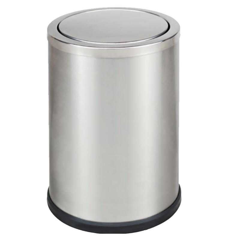 Commercial Stainless Steel Round Flip-Top Waste Bin