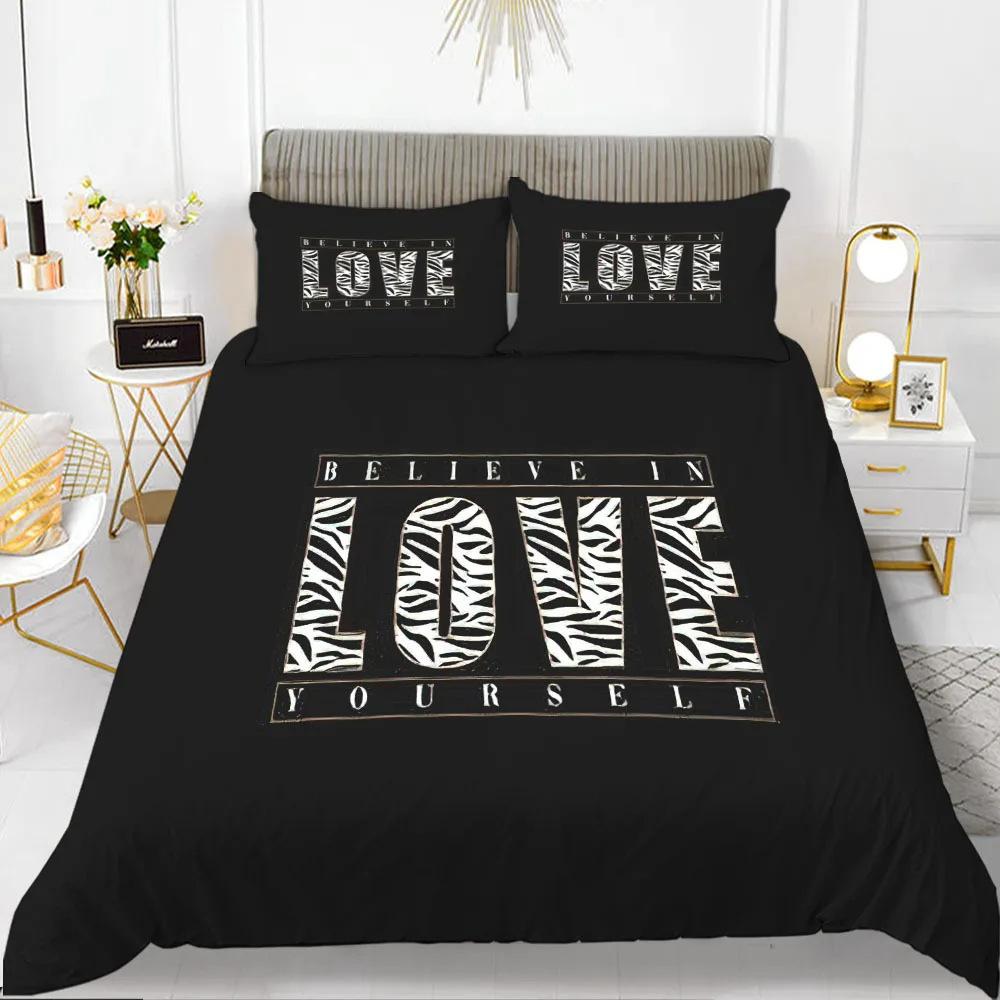 Red Love Romantic Valentine'S Day Theme Three-Piece Digital Printing Duvet Cover Bedding