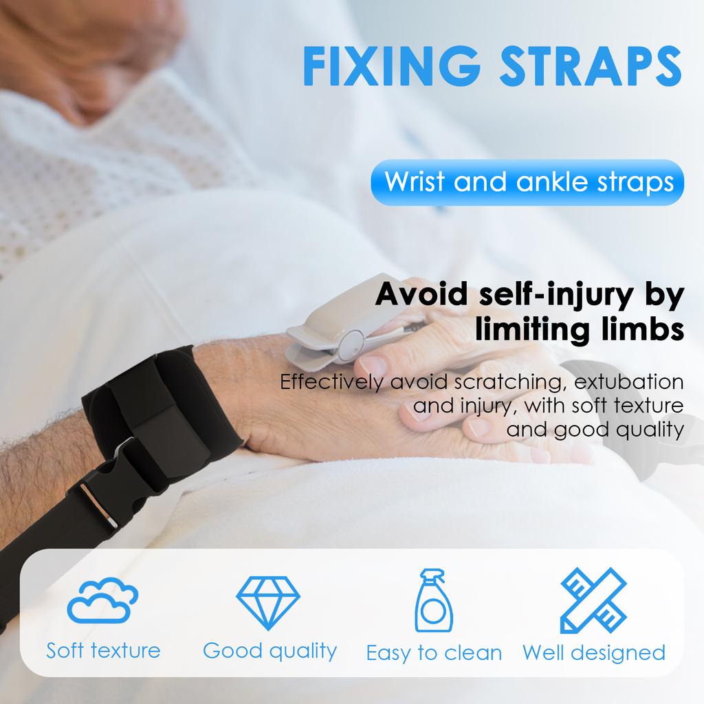 4Pcs Medical Restraint Strap Extended Adjustable Upper & Lower Limbs Limbs Restraint Strap Breathable Elastic Wrist Ankle Holder