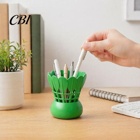 Pen Cup for Desk Badminton Shape Holder, Large Capacity Creative Storage Cup, Study Table Accessories 3D Printed Organizer Home And Office Supplies