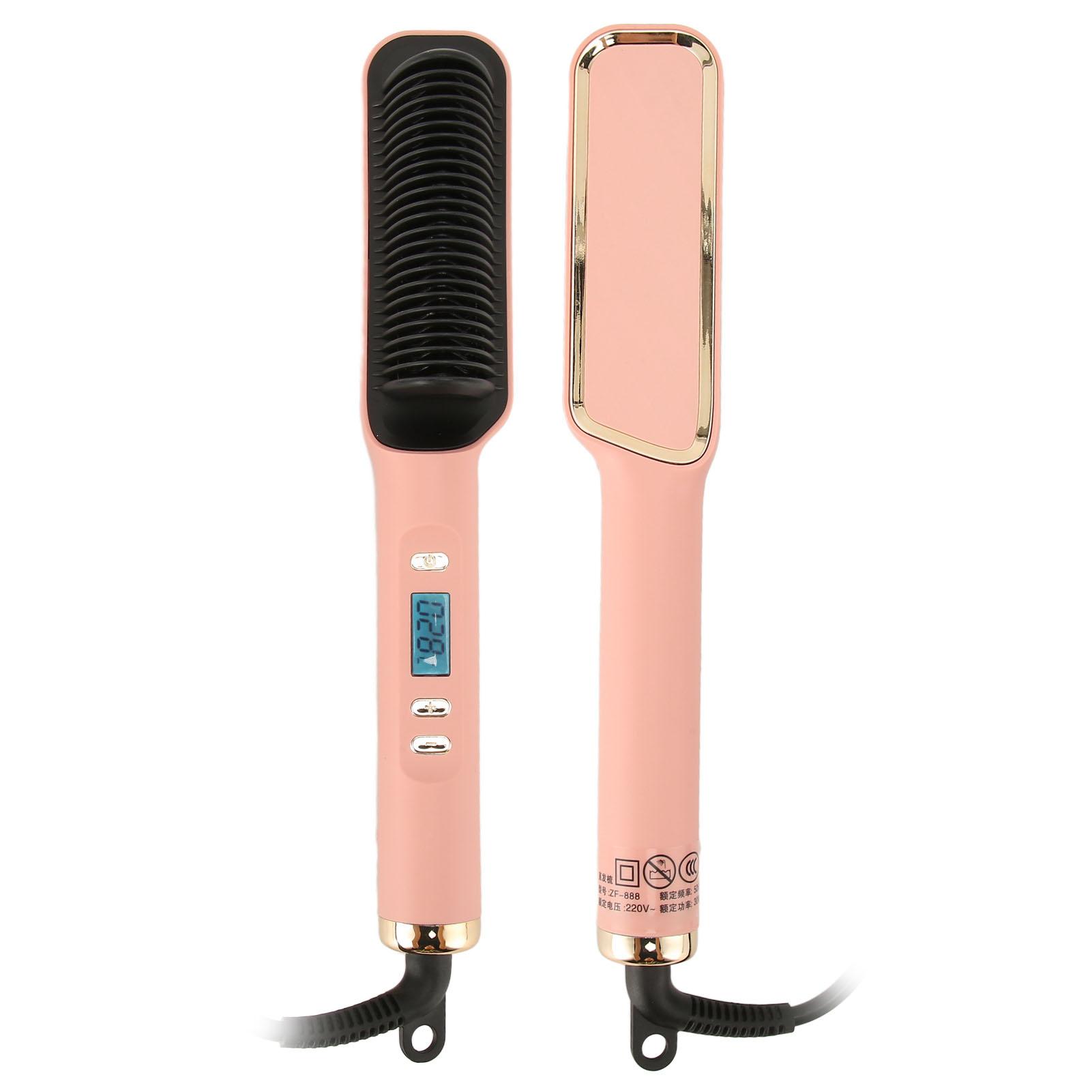 Hair Straightening Brush   Even Heating LCD Hair Straightener Brush for Home