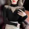 2024 Autumn/Winter Slim-Fit Knitted Pullover - Openwork Design Long Sleeve Base Layer Sweater