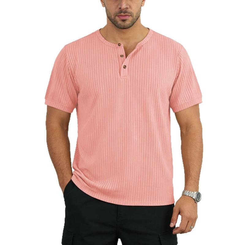 Men's Casual Button Breathable Short Sleeve T-Shirt Casual Top Casual Everyday Outfit