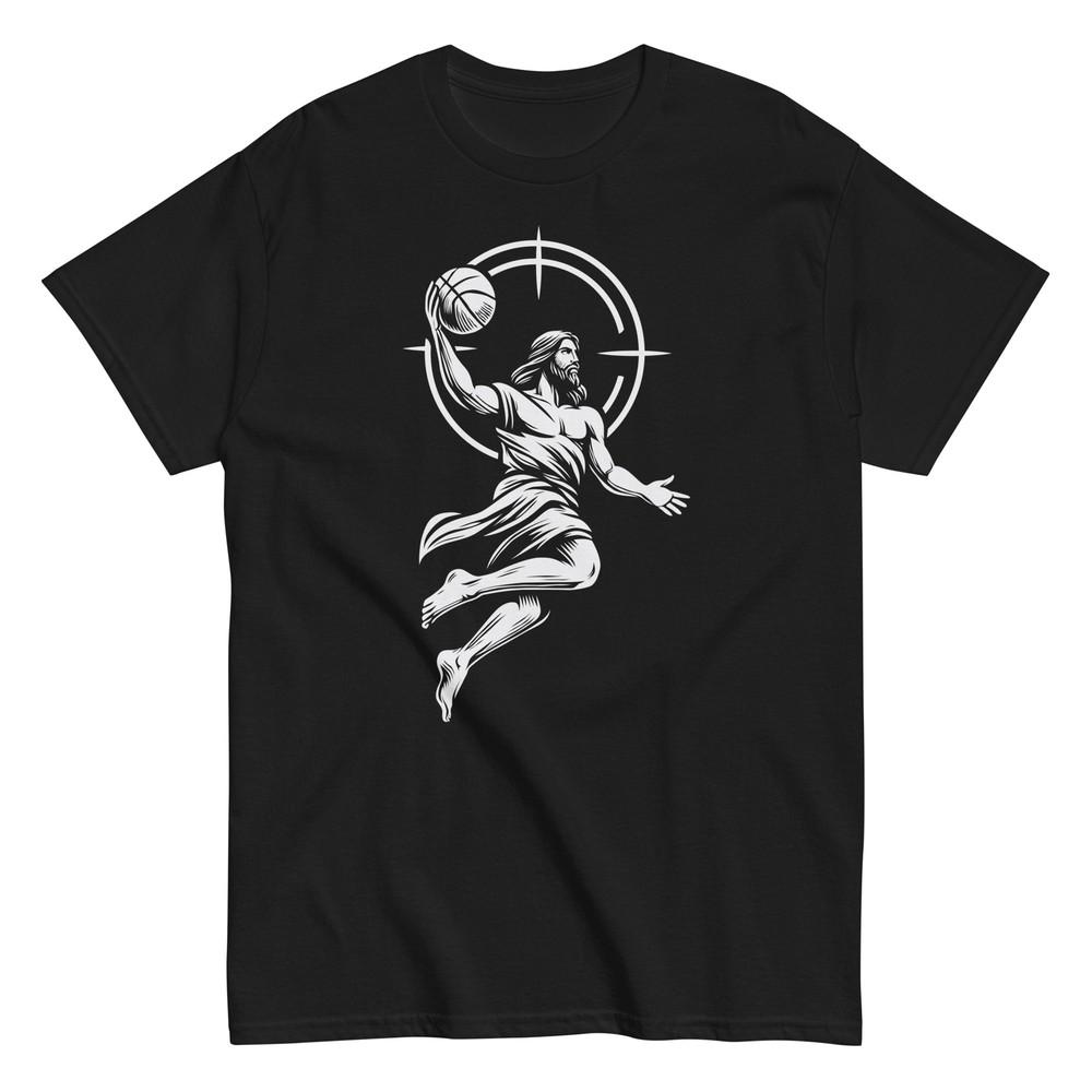 Basketball Men039;s T-Shirt Funny Jesus Playing Basketball Christian Tee Unisex T-Shirt M