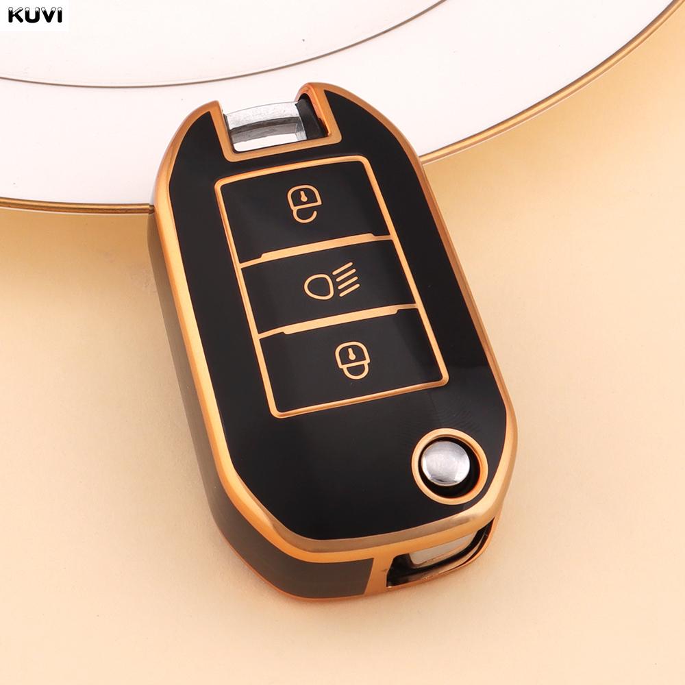 Hot TPU Car Flip Key Case Cover Shell For Peugeot 208 308 408 508 2008 3008 4008 5008 For Citroen C3 C4 CACTUS C6 C8 Accessories