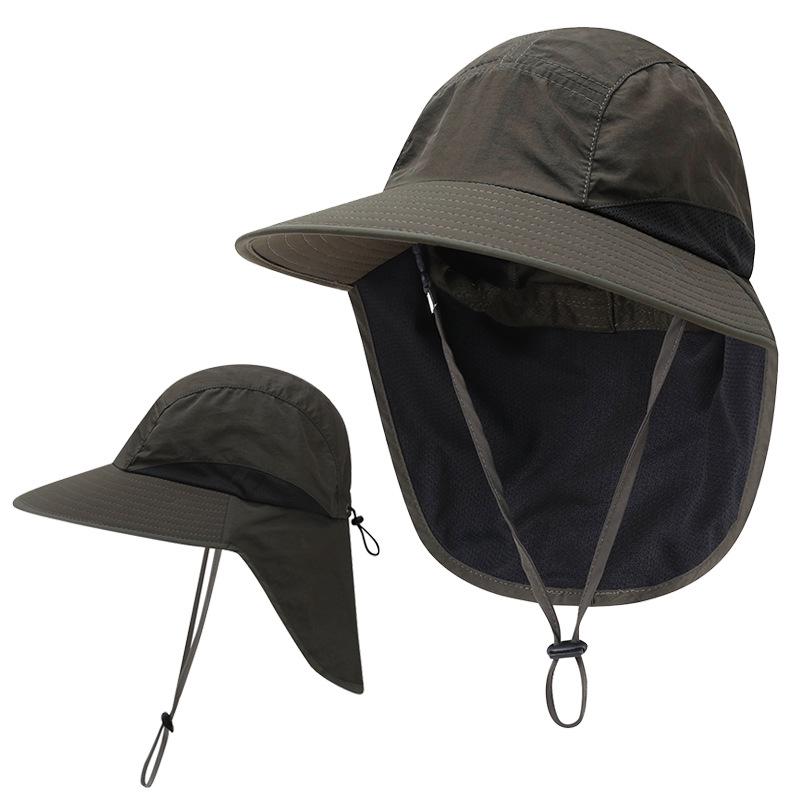 

Unisex Wide Brim Sun Protection Bucket Hat for Outdoor Activities Side Vent Mesh with Neck Protection Cape армия зеленый