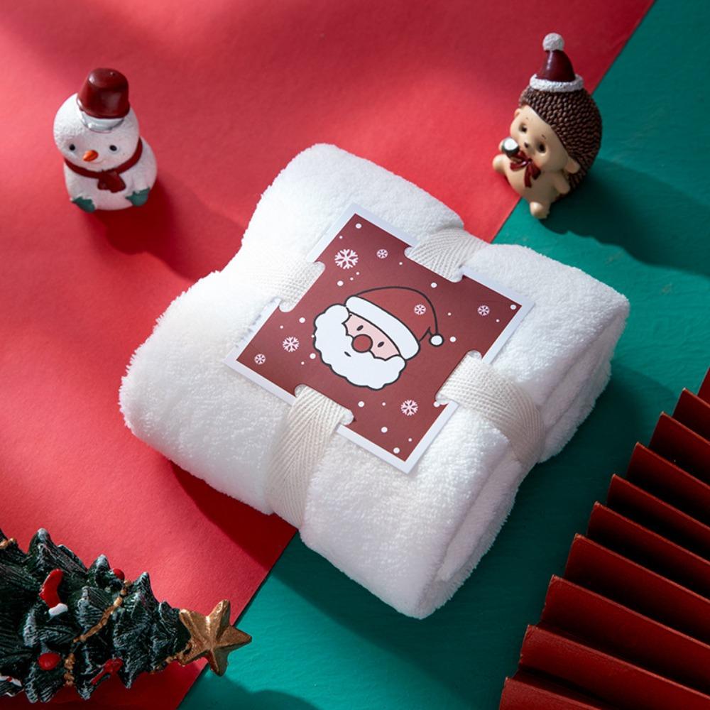 Coral Velvet Christmas Towel Reusable Xmas Holiday Decorative Face Towel Absorb Water Wash Cloth Christmas Gift Party Gift