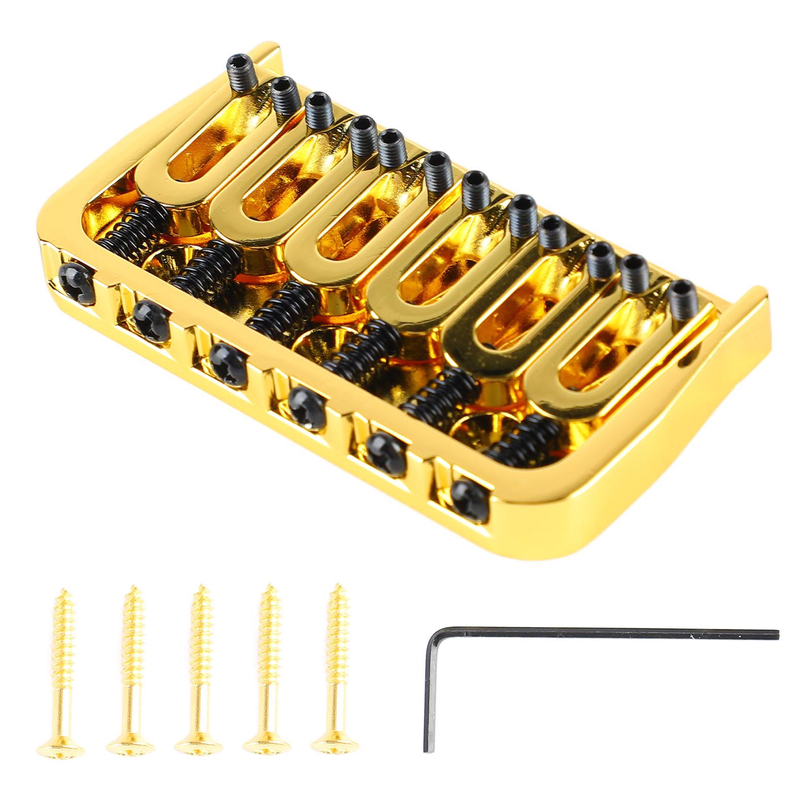 

Electric Guitar Fixed Bridge Metal Adjustable Professional Guitar Fixed Bridge Replacement Gold срібний/чорний
