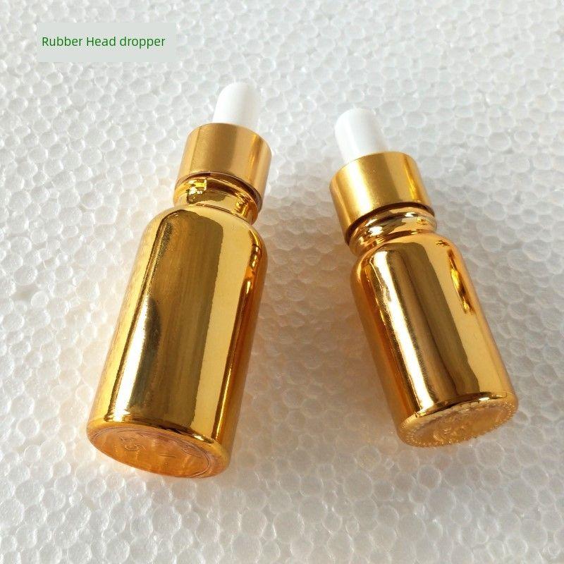 Gold Plating Essential Oil Bottle Dropper Empty Bottle 5-100ml Cosmetic Glass Blending Storage Bottle