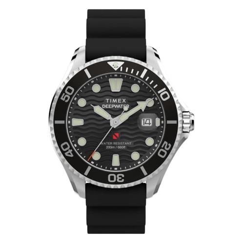 

TIMEX Men s Deepwater Watch TW2W81600, Quartz Movement, 200M Water Resistance, Sapphire Crystal, Black Dial, Stainless Steel