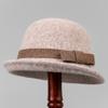 Hepburn Style Woolen Hat Women's French Bow Top Hat Shows a Small Face Autumn Temperament Elegant Bucket Hat