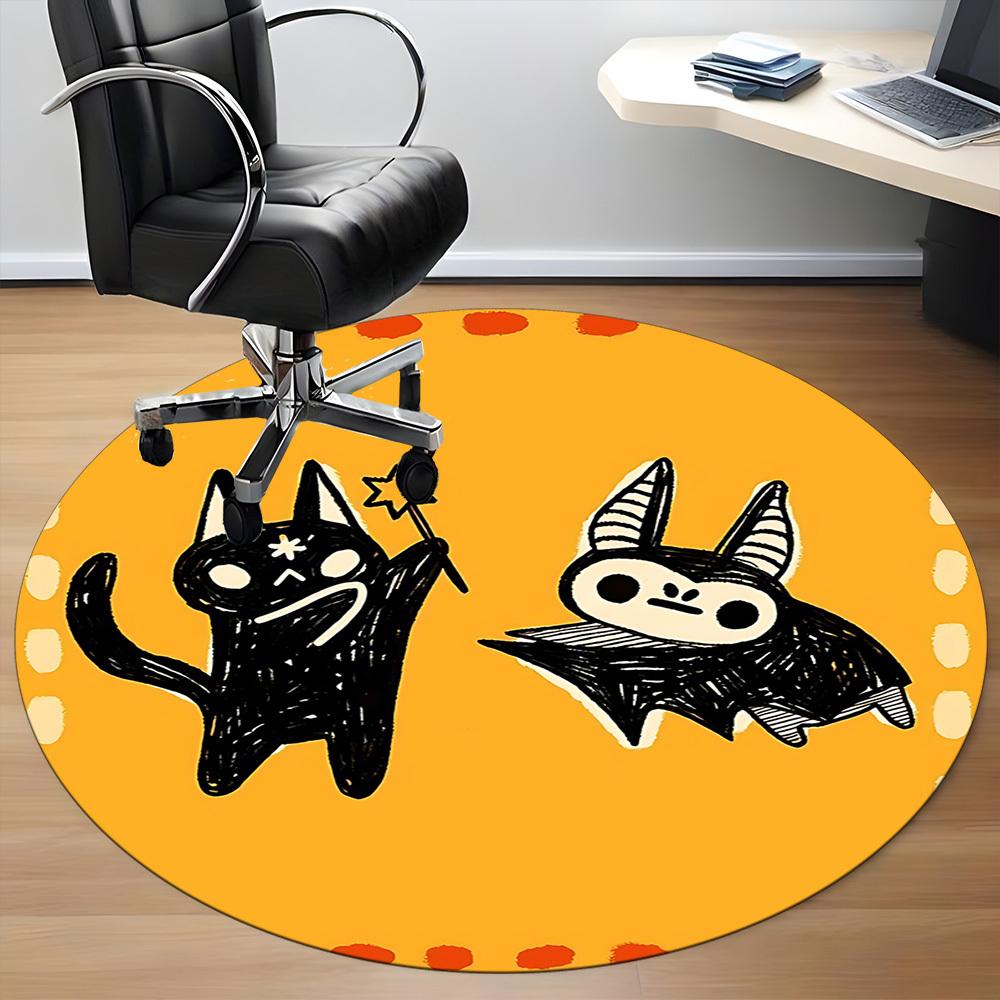 1pc Halloween Cats Office Round Area Rug, Indoor Mat Suitable For Office, Under Office Chairs Bedroom Living Room Home Decor176