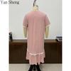Women Nightgown Seersucker Floral Square Collar Short Sleeve Long Robe Loose Summer Loungewear Sleepwear