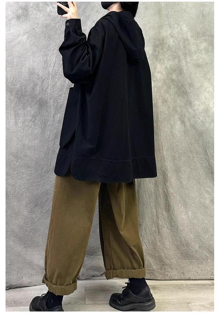 Retro High-End Loose Hooded Windbreaker Jacket (Autumn 2025) - Plus Size Temperament Slimming Fashion