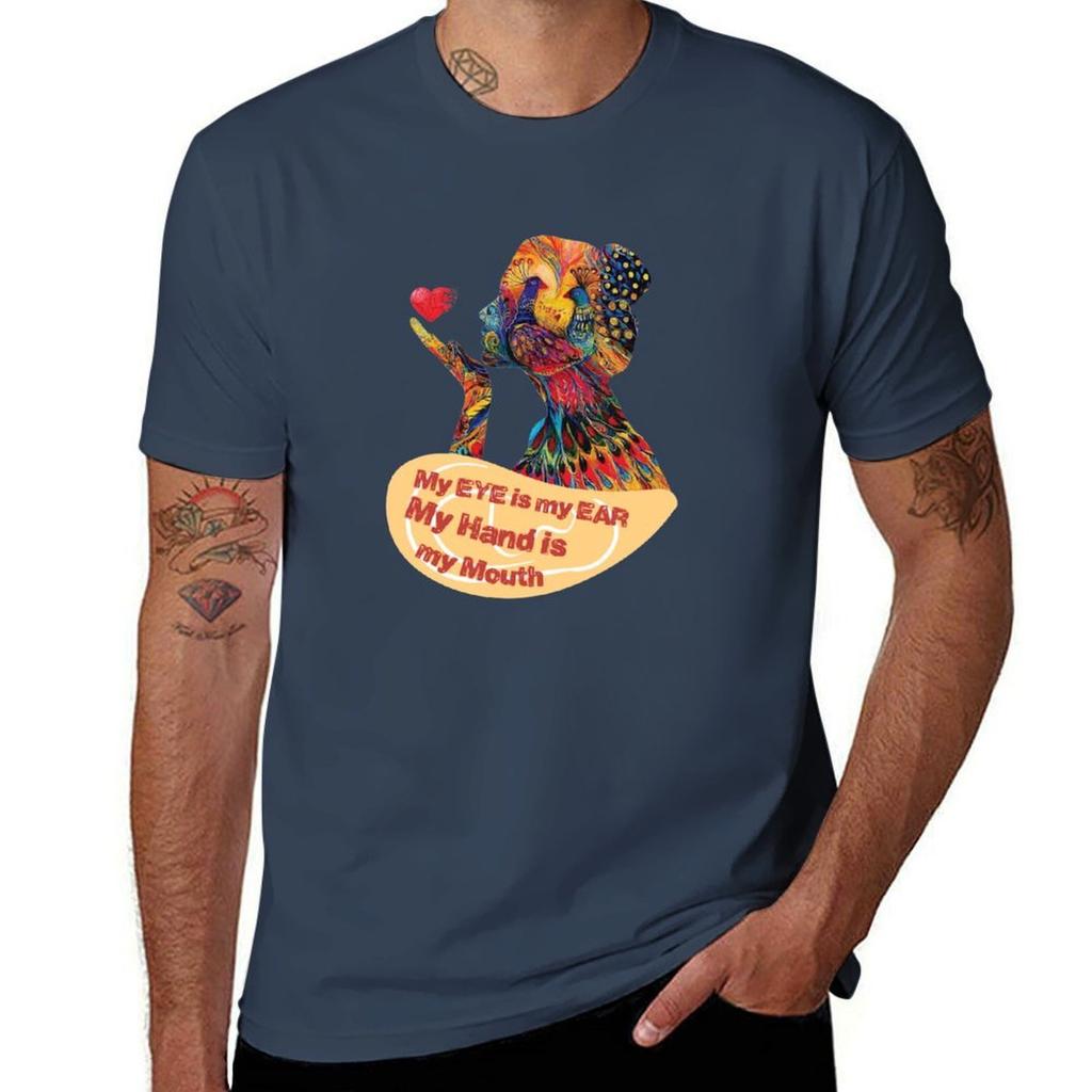 Cute Deaf Art Tshirt Work Basic Short Sleeve Top
