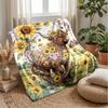 Floral Bull with Sunflowers Theme Blanket Lightweight Warm Flannel Blanket Decorative Throw Blanket for Home Decoration