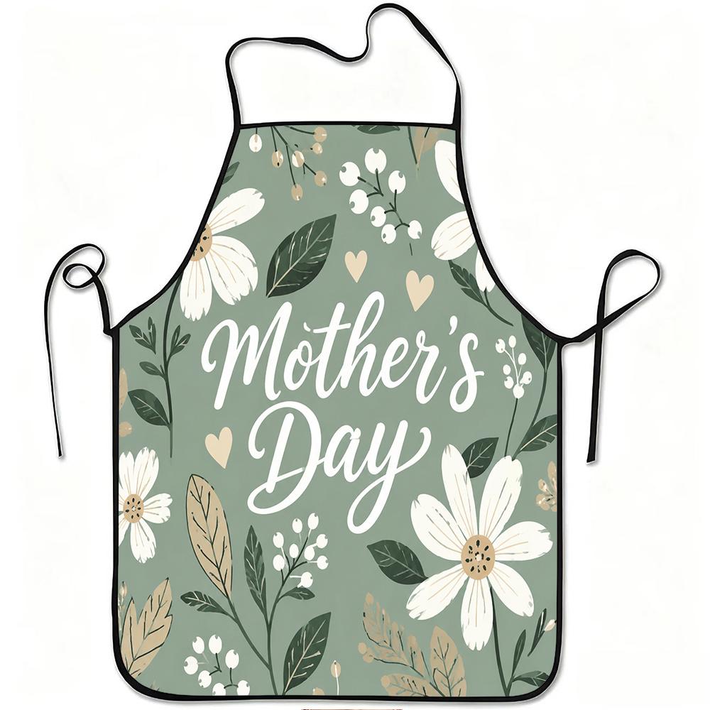 1pc Mother' Day Floral Print Apron, Durable and Easy to Clean, Adjustable Waistband, Polyester Material, for Kitchen Cooking, Gardening, Orchard Picki