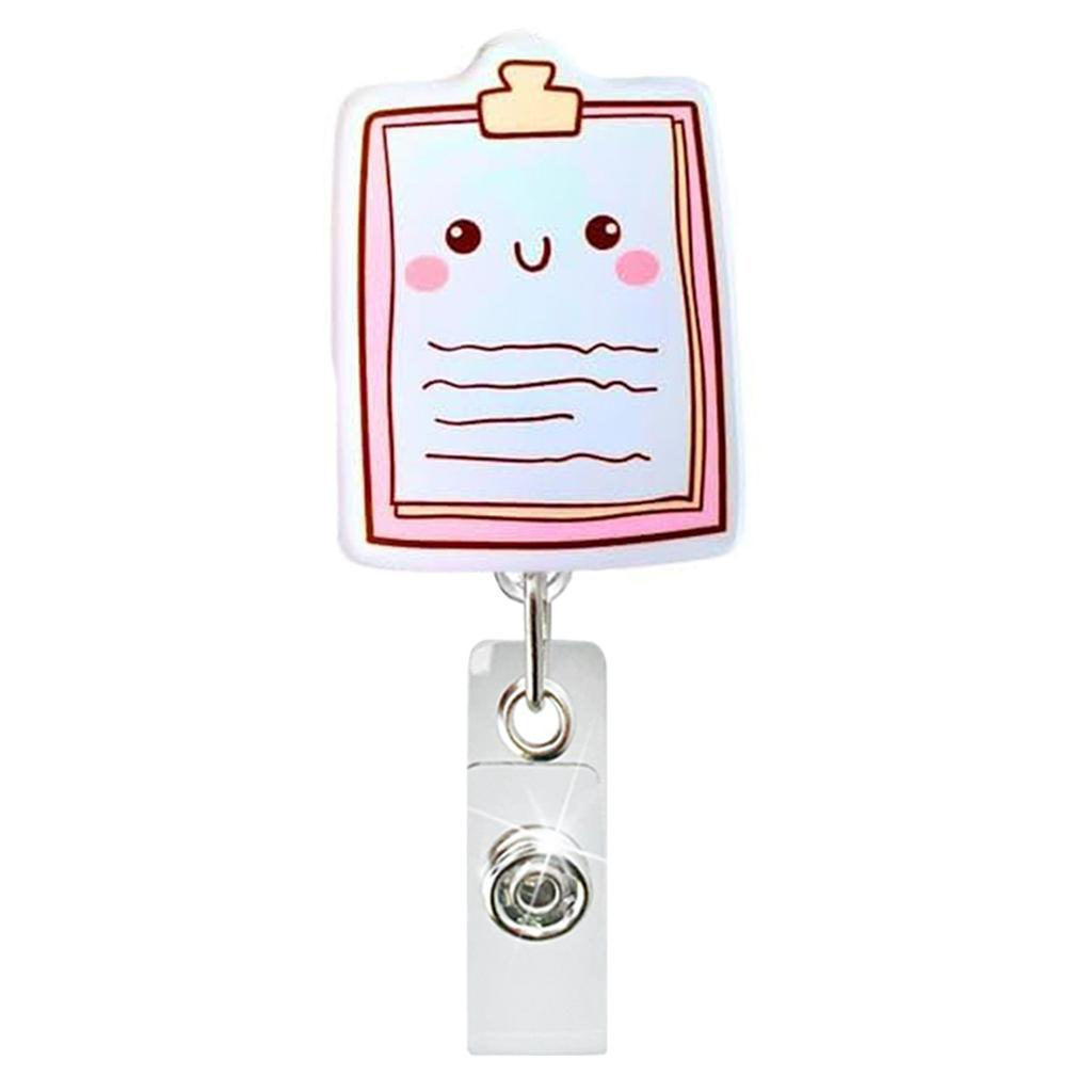 Medical Acrylic Glitter Pill Heart Lung  ID Badge Holder Retractable Badge Reel Rotatable Crocodile Clip for Doctor Nurse