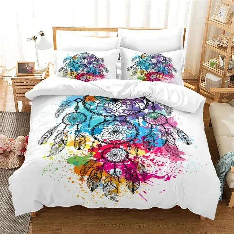 Dreamcatcher Bohemia Mandala Feathers Bedding Set Boys Girls Twin Queen Size Duvet Cover Pillowcase Bed Kids