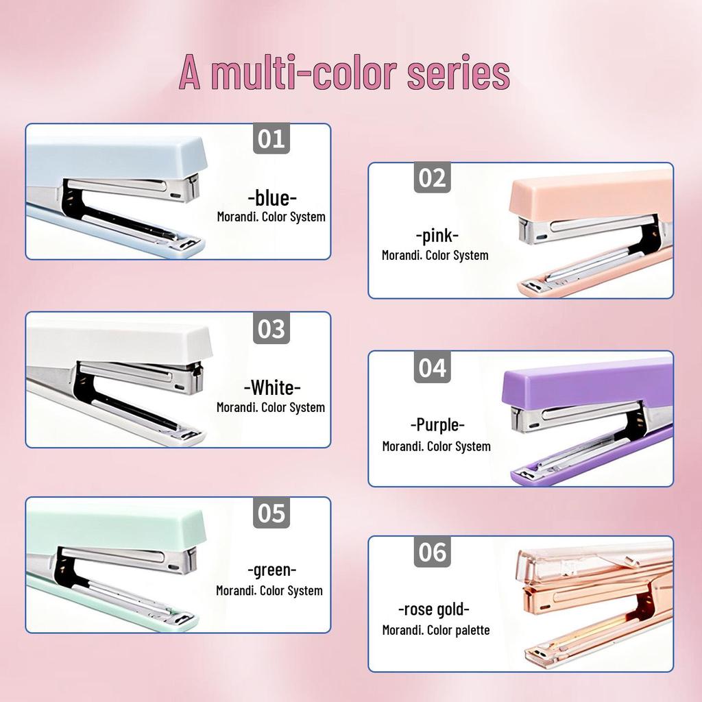 Macaron Color Customizable No. 10 Stapler – Compact, Stylish, Labor-Saving for Students and Home Use.