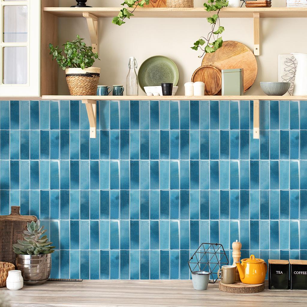 10 Piezas Pegatinas de Pared Mosaico Planas Sencillas Ladrillo de Imitación Decoración de Dormitorio Impermeables Autoadhesivas Papel Tapiz de Azulejo Decoración de Armario de Cocina