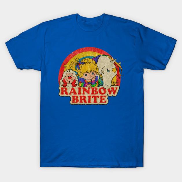 Men Black Print T-shirt Retro Rainbow Brite No-Cut Transfer Paper Print Cotton Tshirt M королевский синий