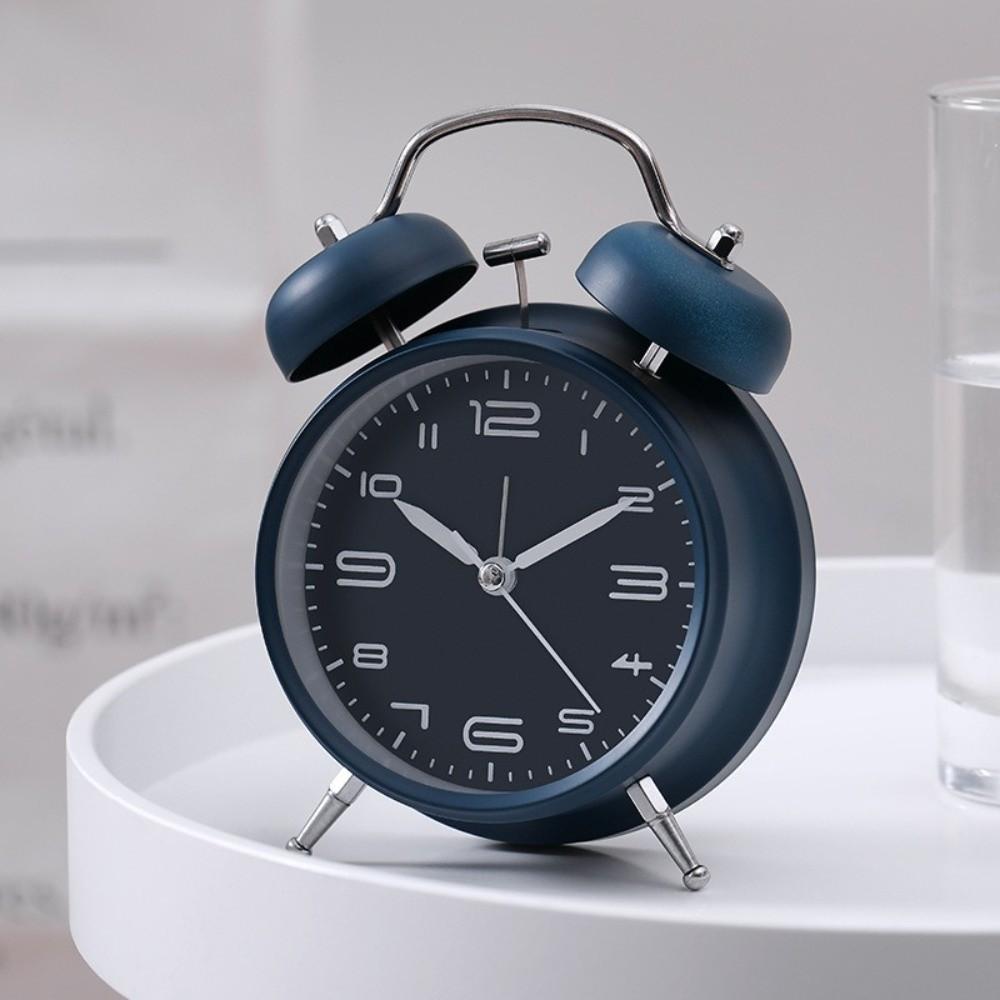 4 Inch Twin Bell Loud Alarm Clock Luminous Table Clock Retro Student Alarm Clock  Students