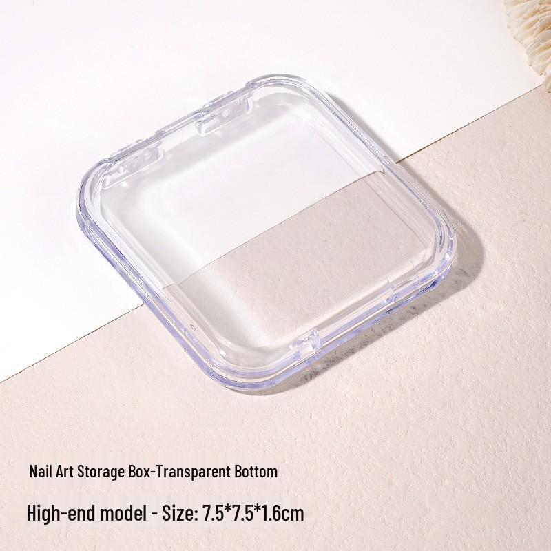 Transparent Acrylic Nail Storage Box - Dustproof & Sealed Square Manicure Organizer