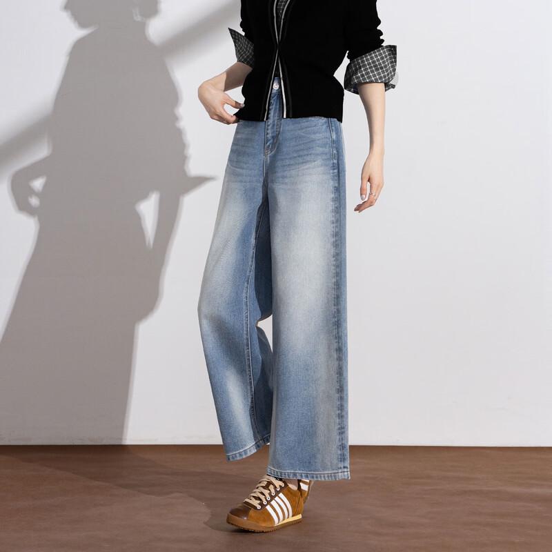 

Demana Women s Yuan Oxygen Cotton Washed Wide-Leg Cropped Jeans M