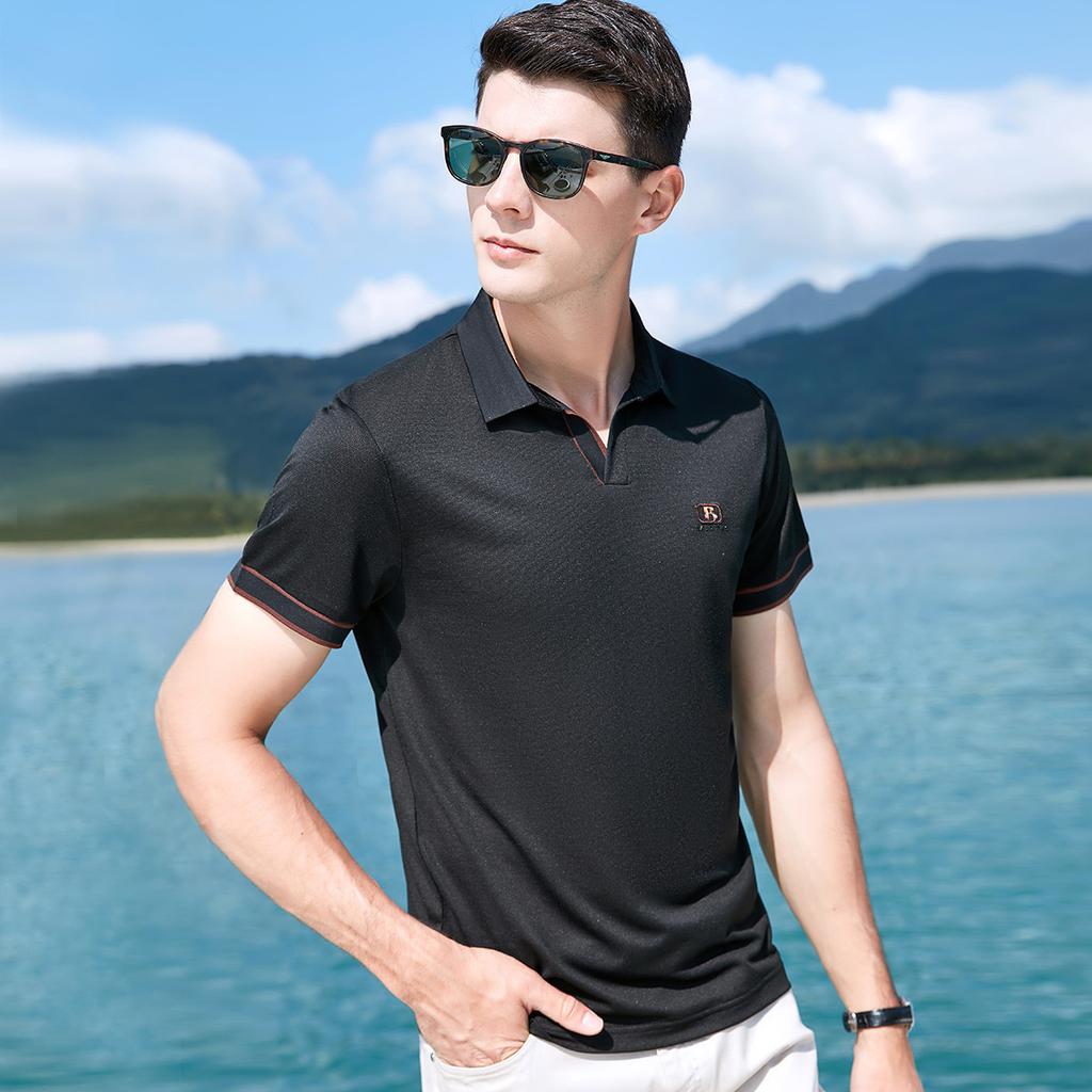 51.8% Modal Soft and Breathable Spring Business Short Sleeved Polo Shirt Men's T-shirt