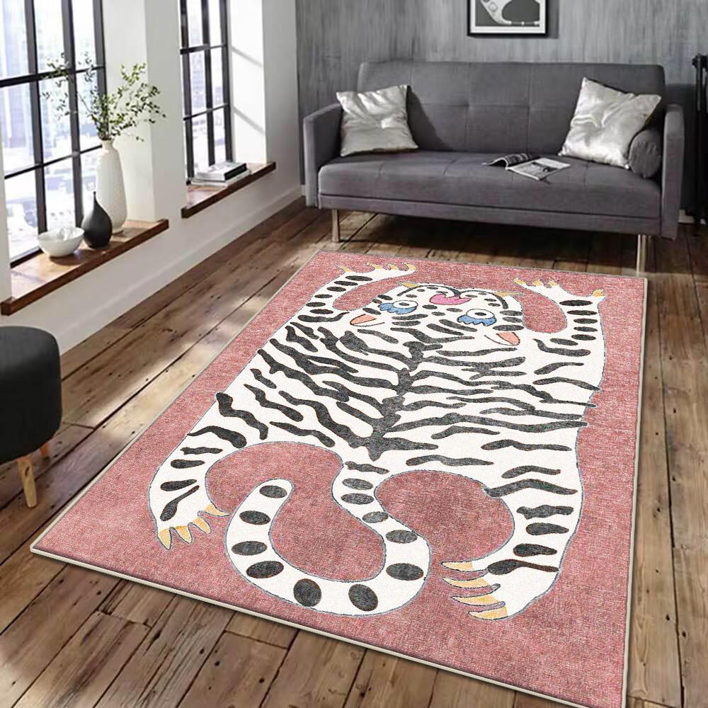 Statement Tribal Boho Area Rug Ethnic Animal Print Orange Gold Design for Living Room Hallway Decor Carpet Runner